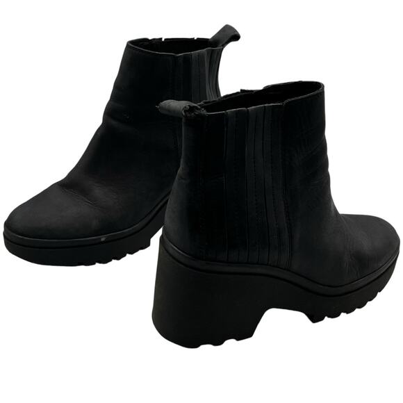 Eileen Fisher Womens 8 Kat Leather Platform Ankle Boots Booties Black 3" Heel - Picture 10 of 13